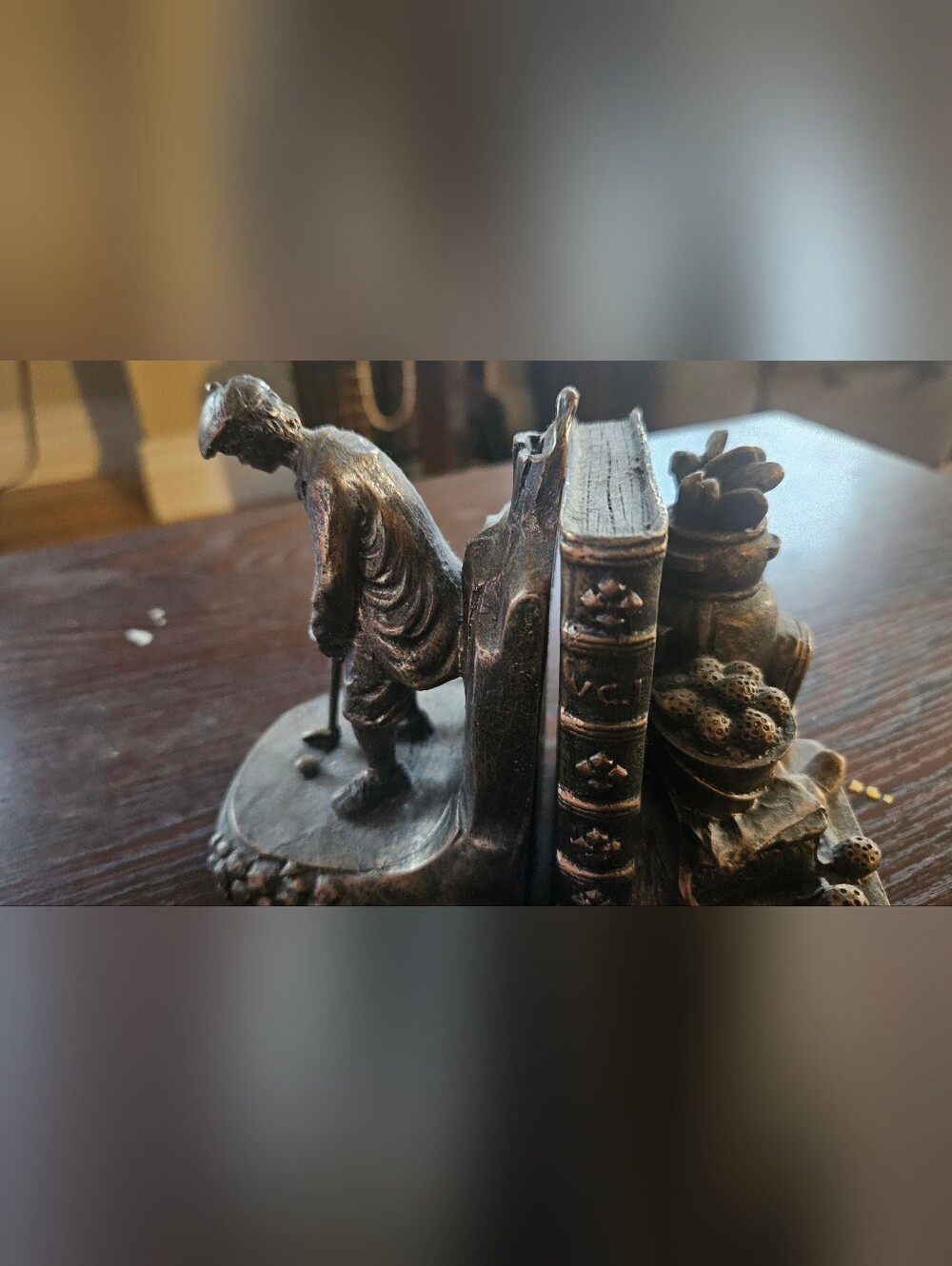 Antique-Style Heavy Vintgae  Bookends with GOLF Figure MCM